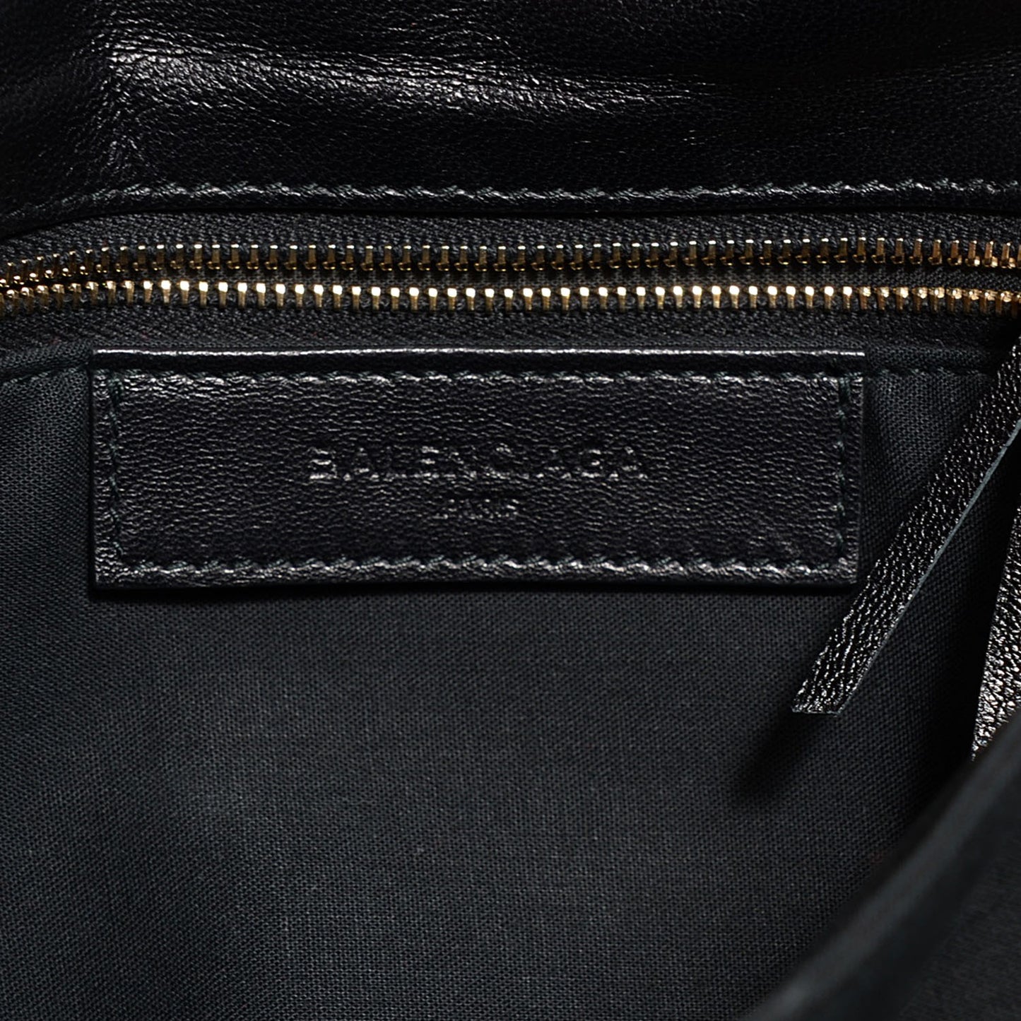 Chevre Gold Metallic Edge Hardware Envelope Clutch Black