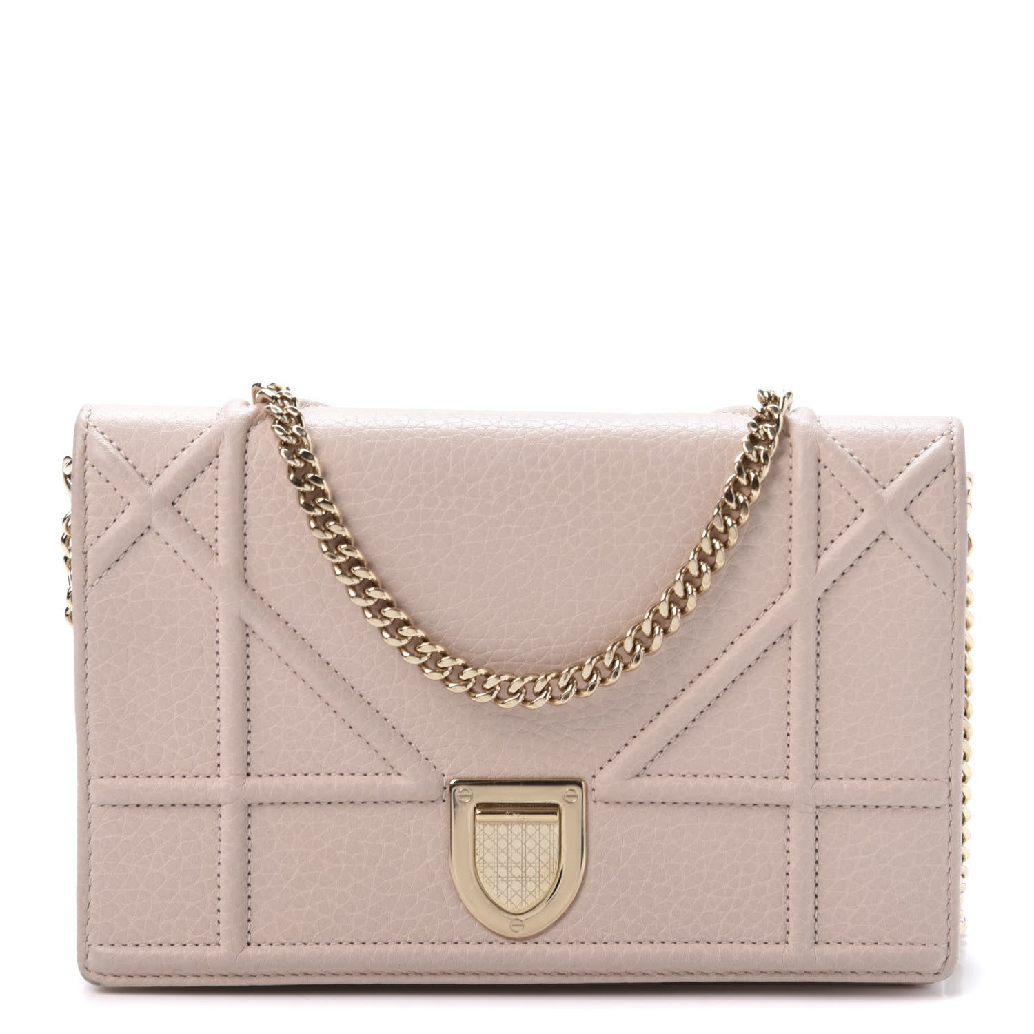Christian Dior Grained Calfskin Diorama Wallet on Chain Pouch Nude 1 of 11