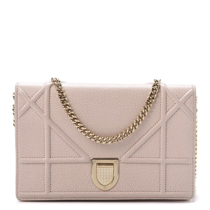 Christian Dior Grained Calfskin Diorama Wallet on Chain Pouch Nude 1 of 11