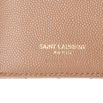 Saint Laurent Grain De Poudre Matelasse Chevron Monogram Zipped Two-Part Wallet Cork 7 of 9