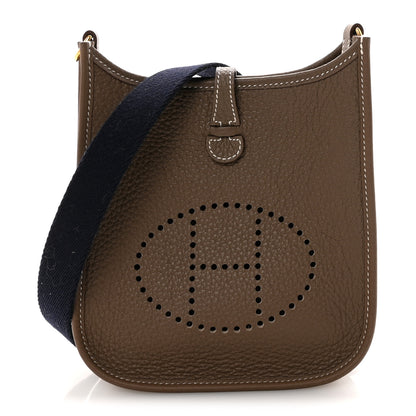 Hermes Taurillon Clemence Amazone Evelyne TPM Etoupe Bleu Indigo 1 of 8