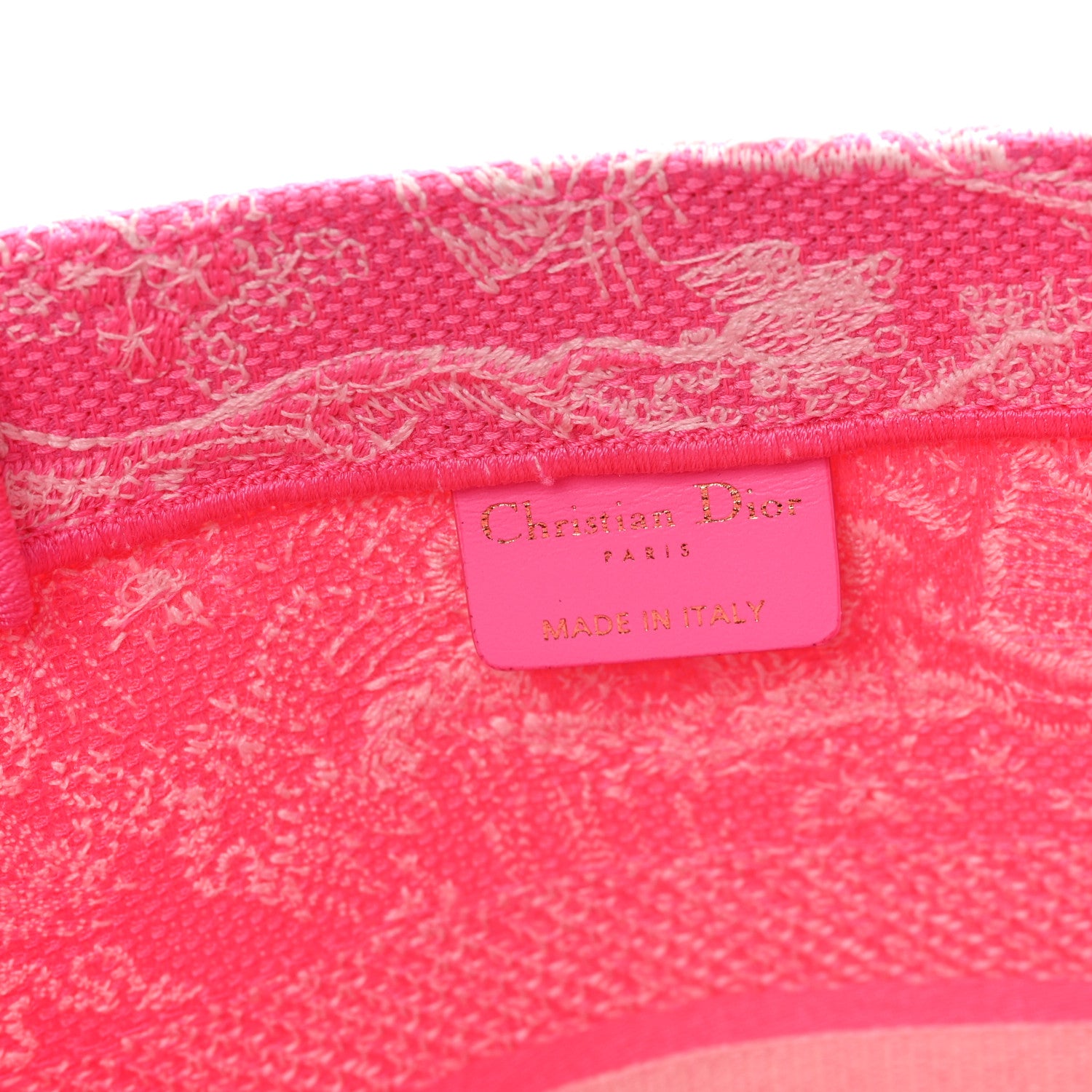 Christian Dior Canvas Embroidered Medium Dioriviera Toile De Jouy Book Tote Fluorescent Pink 6 of 11