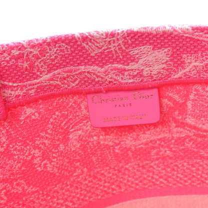 Christian Dior Canvas Embroidered Medium Dioriviera Toile De Jouy Book Tote Fluorescent Pink 6 of 11