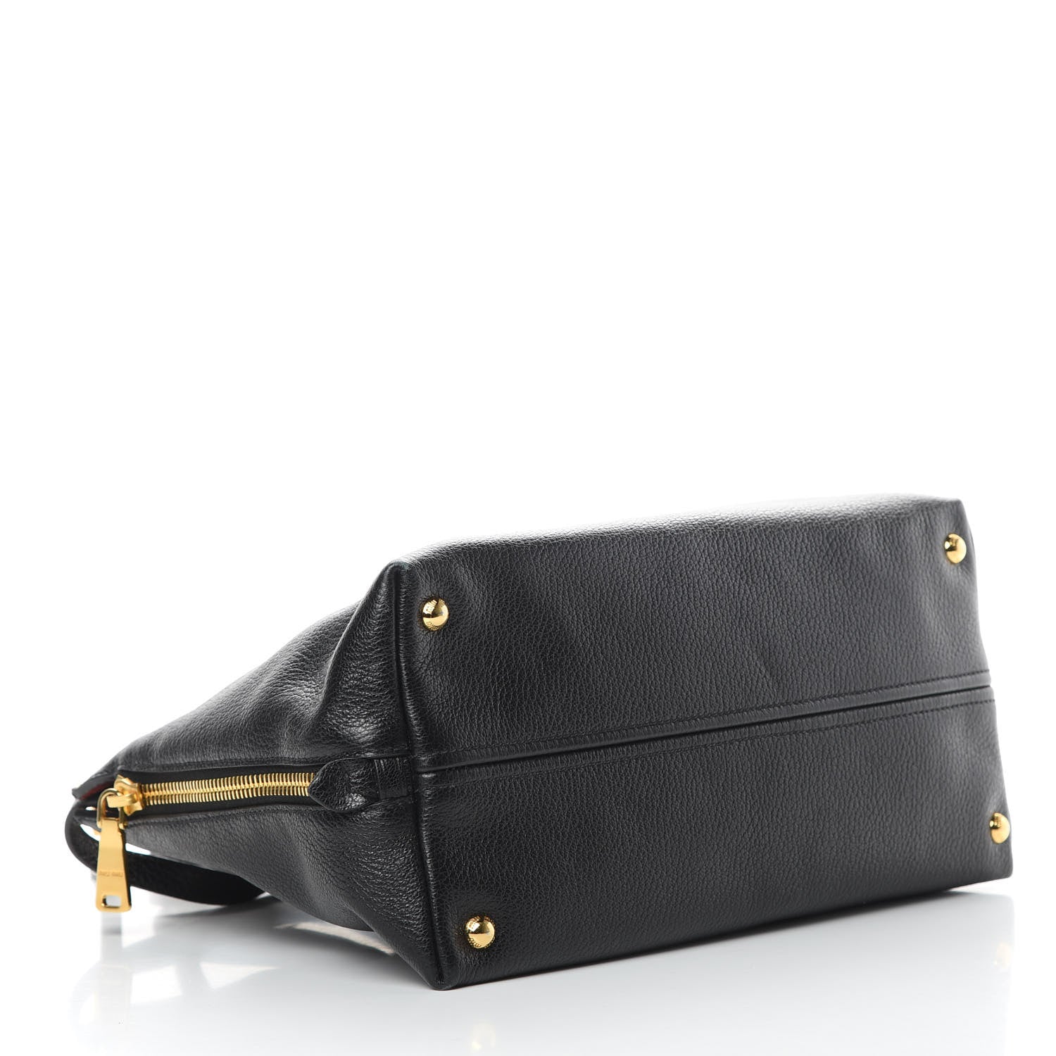 Miu Miu Goatskin Madras Zip Tote Black 4 of 15