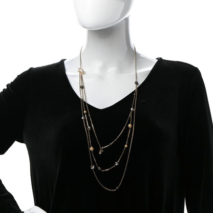 Christian Dior Metal Crystal Multi Strand Necklace Gold 2 of 4