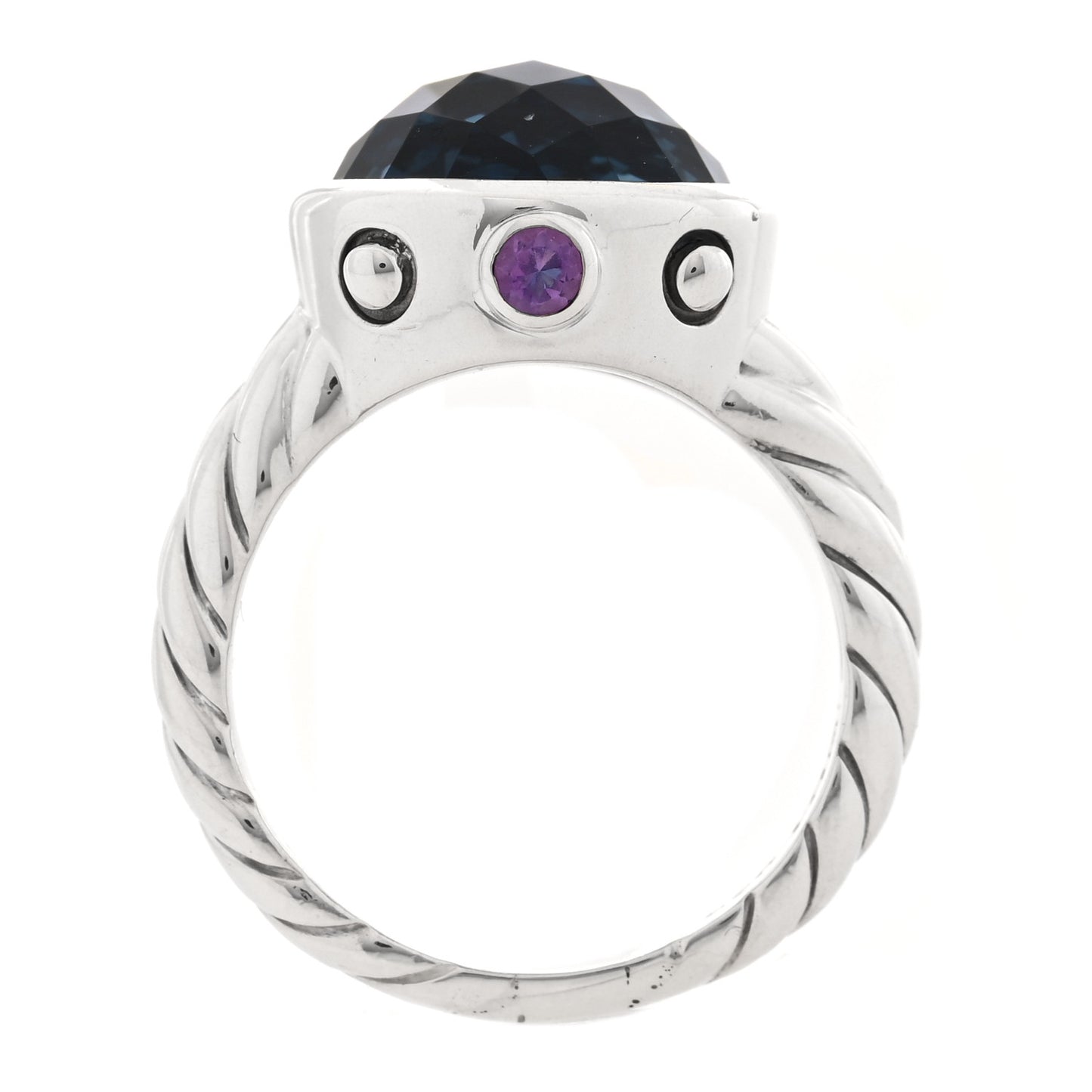 Sterling Silver Hampton Blue Topaz Amethyst 11mm Renaissance Ring 54 7