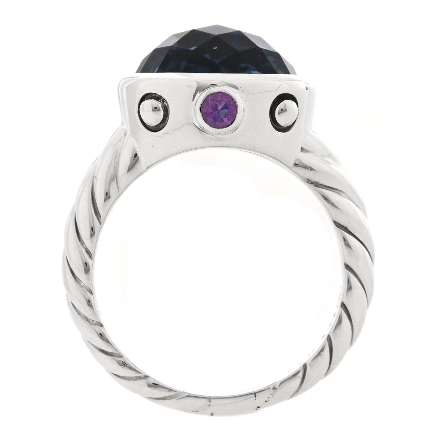 David Yurman Sterling Silver Hampton Blue Topaz Amethyst 11mm Renaissance Ring 54 7 4 of 5
