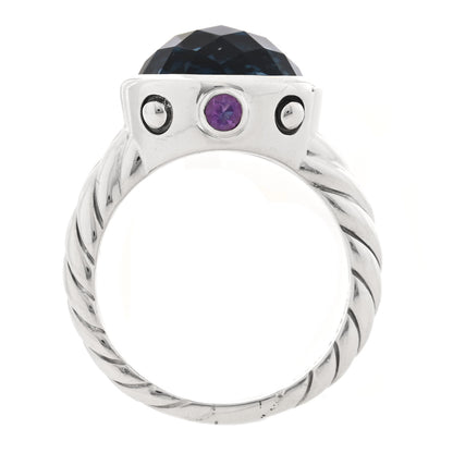David Yurman Sterling Silver Hampton Blue Topaz Amethyst 11mm Renaissance Ring 54 7 4 of 5