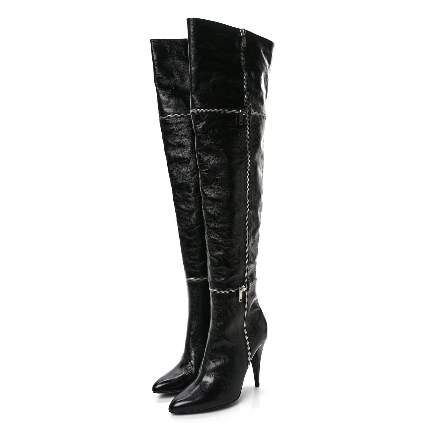 Nappa Fetish 105 Zip Over The Knee Boots 39 Black