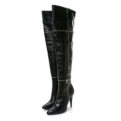Saint Laurent Nappa Fetish 105 Zip Over The Knee Boots 39 Black 3 of 7