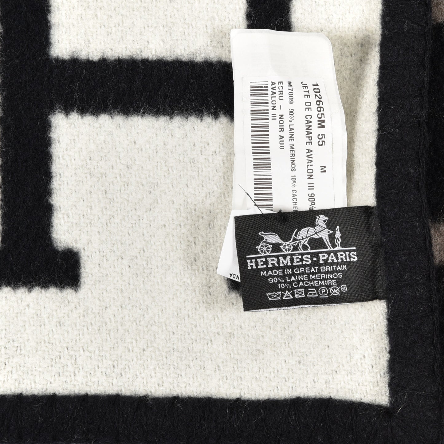 Wool Cashmere Avalon III Blanket Ecru Black