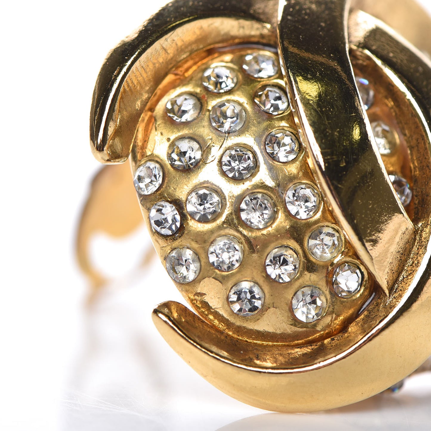 Crystal CC Clip On Earrings Gold