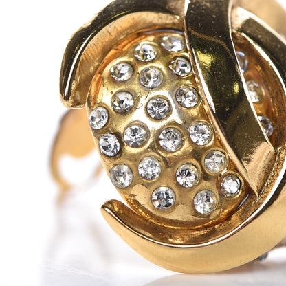 Chanel Crystal CC Clip On Earrings Gold 6 of 7