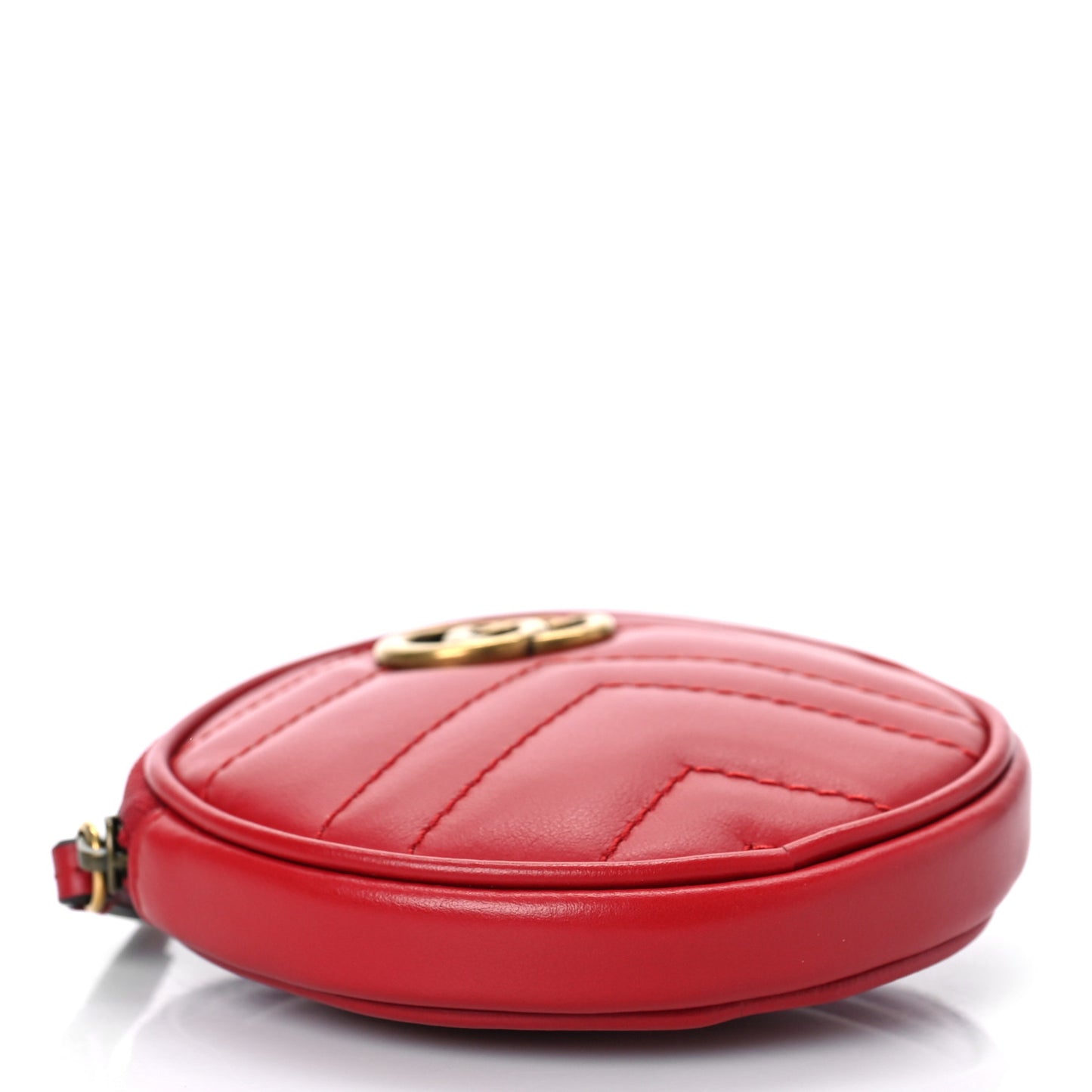 Calfskin Matelasse GG Marmont Round Coin Purse Hibiscus Red