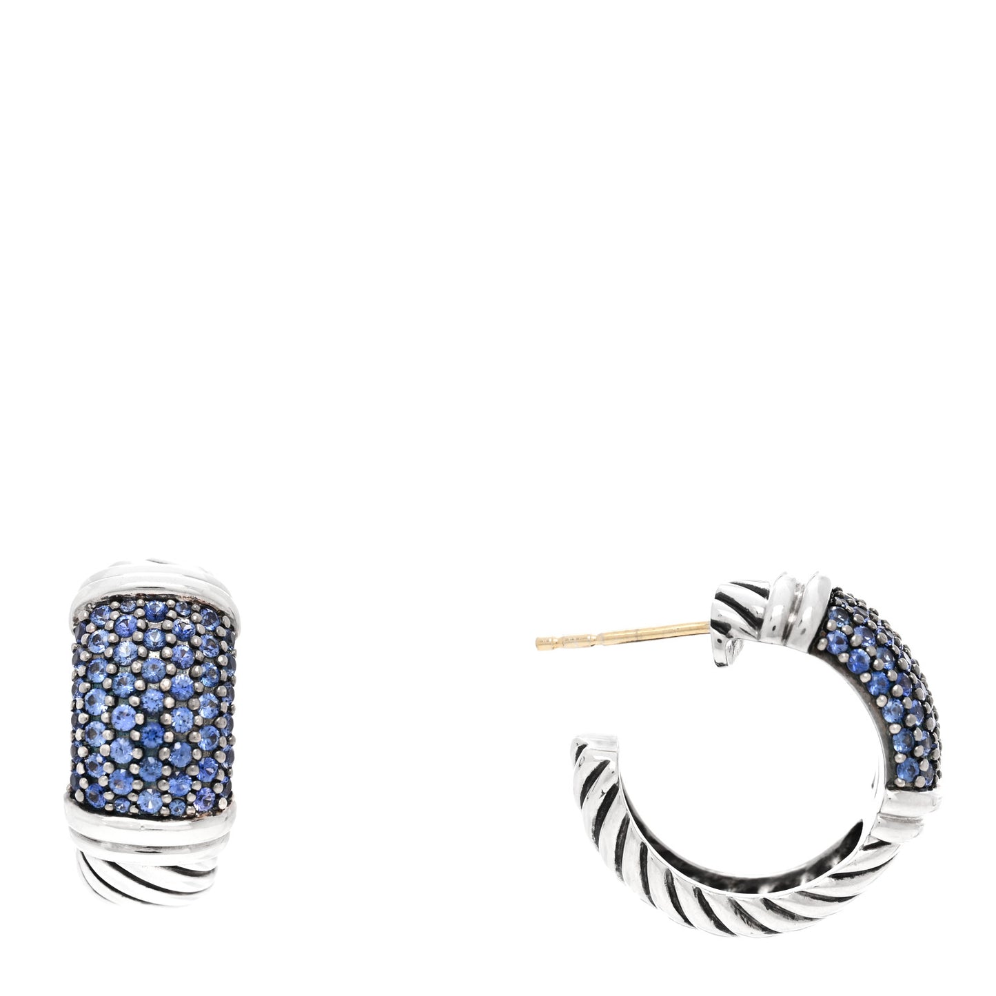 Sterling Silver Blue Sapphire Metro Hoop Earrings