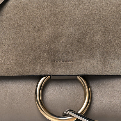 Chloe Suede Calfskin Small Faye Shoulder Bag Motty Grey 10 of 10
