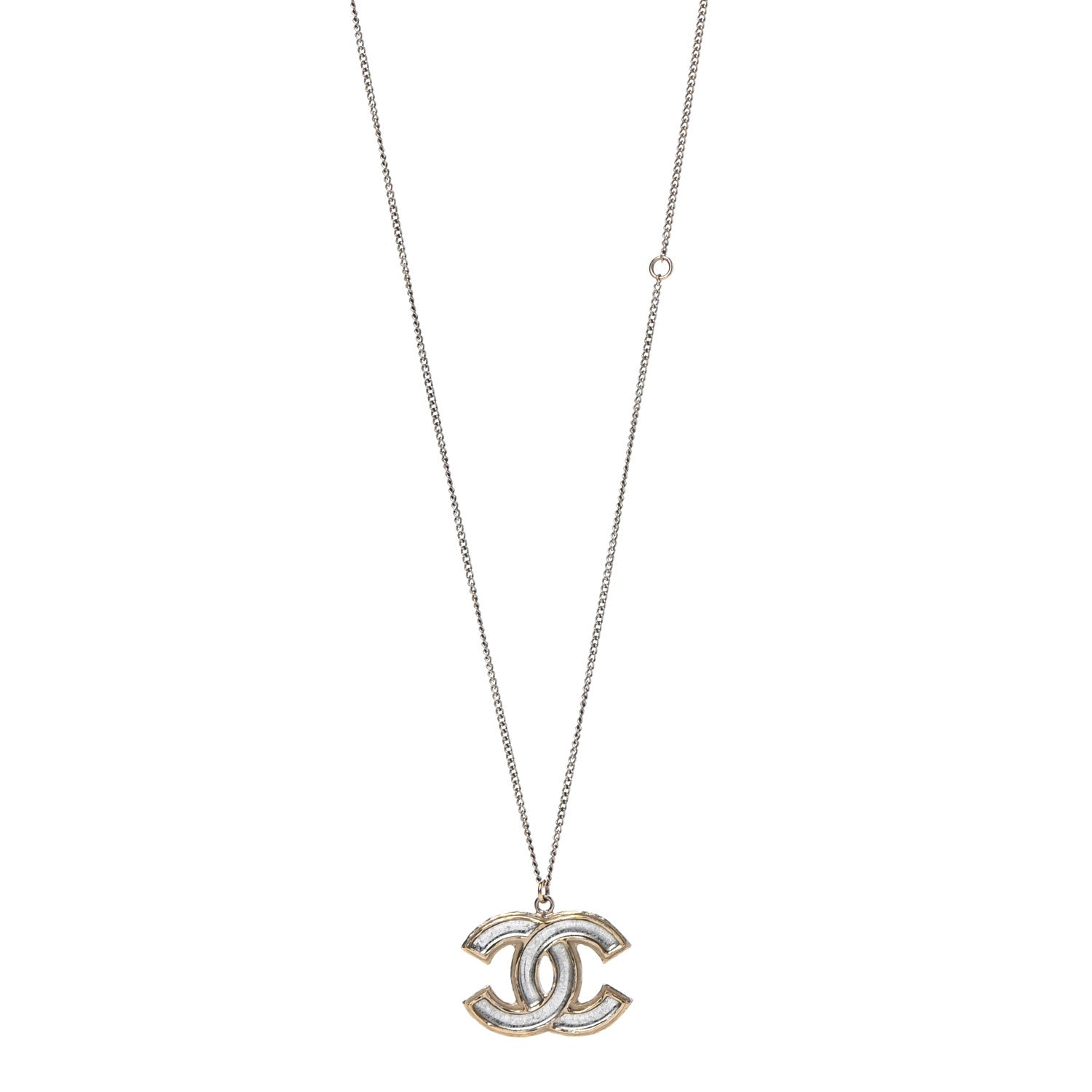 Chanel Metal CC Pendant Necklace Gold Silver 1 of 7
