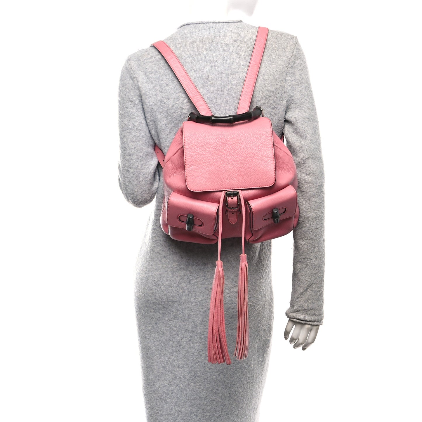 Cellarius Calfskin Medium Bamboo Backpack Glossy Pink