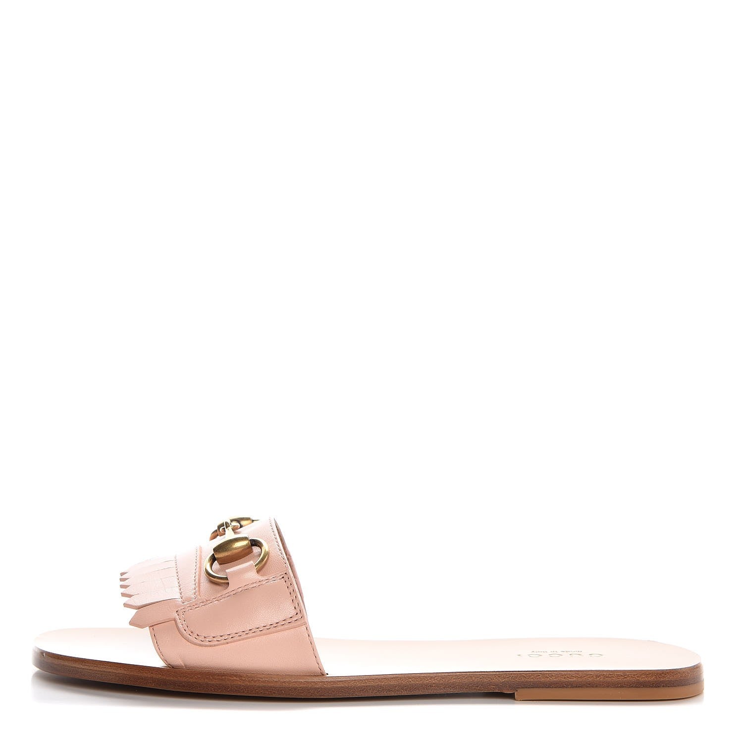 Gucci Malaga Kid Fringe Horsebit Slide Sandals 36 Perfect Pink 1 of 8