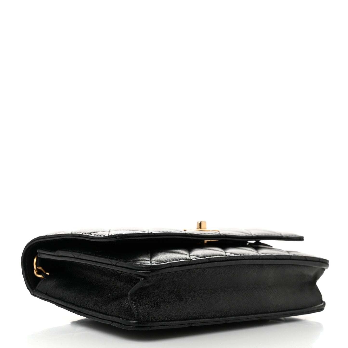 Lambskin Quilted CC Pearl Crush Wallet on Chain WOC Black
