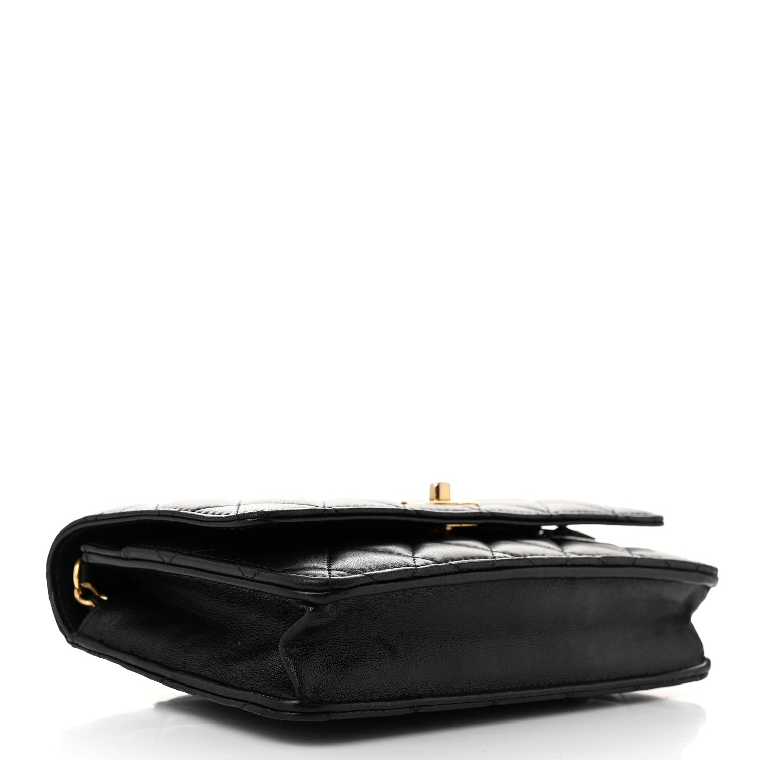 Chanel Lambskin Quilted CC Pearl Crush Wallet on Chain WOC Black 4 of 11