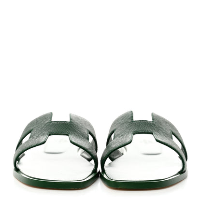 Hermes Epsom Oran Sandals 37 Vert Cactus 2 of 9