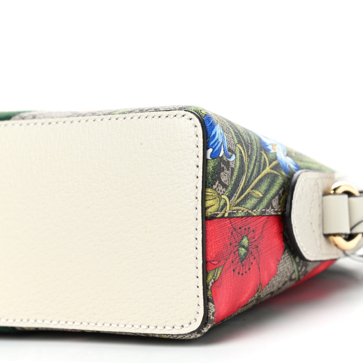 GG Supreme Monogram Flora Web GG Small Ophidia Dome Shoulder Bag White