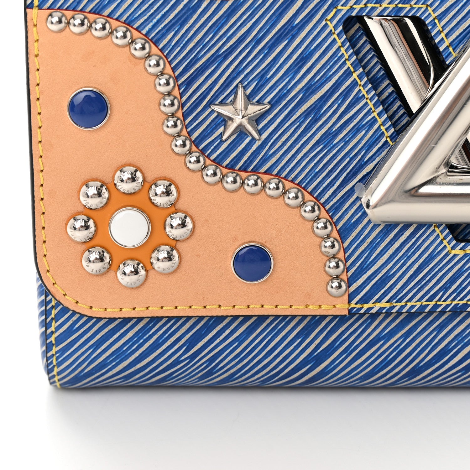 Louis Vuitton Epi Studded Twist Shoulder Bag MM Denim Light 11 of 13