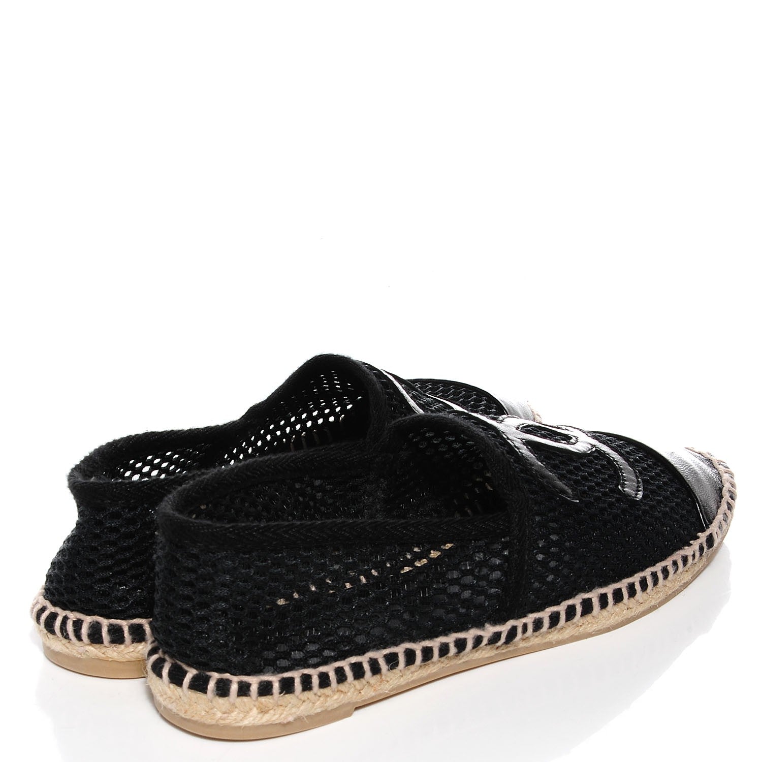 Chanel Mesh Lambskin Espadrilles 37 Black 4 of 7