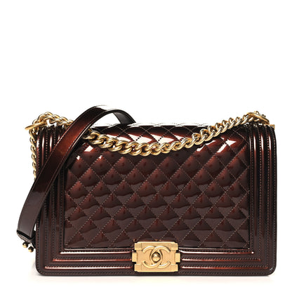 Chanel Patent Calfskin New Medium Boy Flap Dark Red 1 of 11