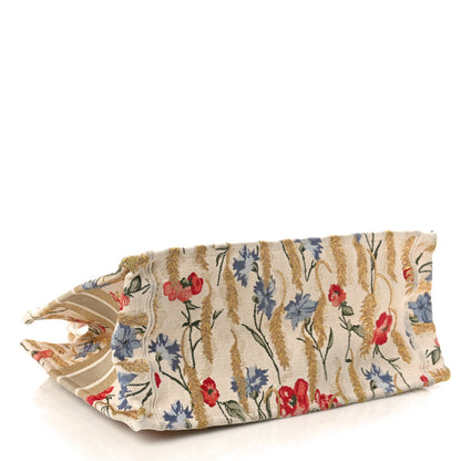 Christian Dior Canvas Embroidered Medium Hibiscus Book Tote Beige Multicolor 4 of 10