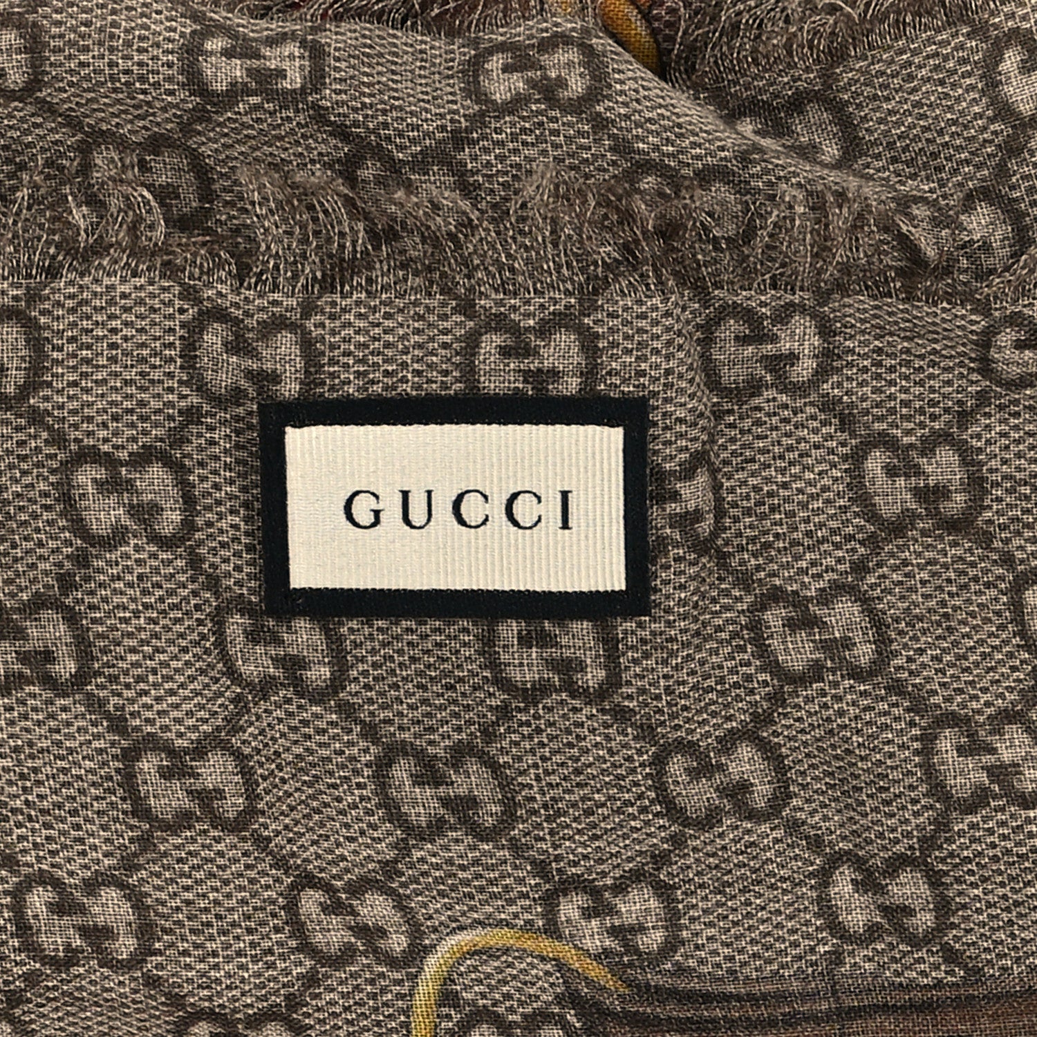 Gucci Wool Jacquard GG Monogram Big Panshie Fringe Shawl Roseate Beige 2 of 3