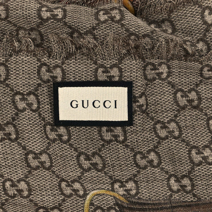 Gucci Wool Jacquard GG Monogram Big Panshie Fringe Shawl Roseate Beige 2 of 3