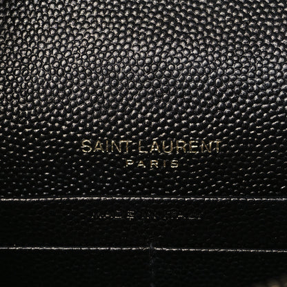 Saint Laurent Grain De Poudre Matelasse Chevron Monogram Envelope Chain Wallet Black 5 of 8