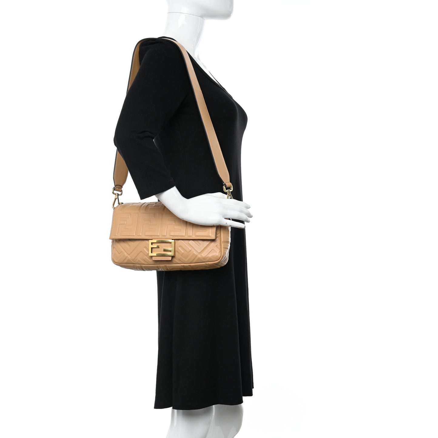 Nappa FF 1974 Embossed Baguette Miele Scuro