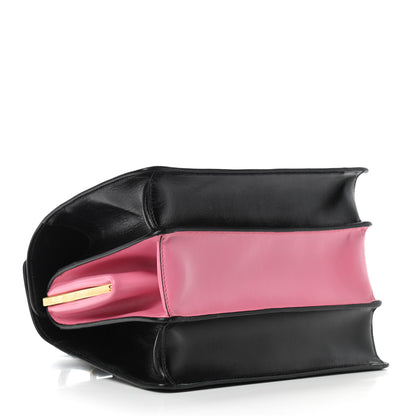 Prada Box Calfskin Bi-Color Shoulder Bag Black Begonia 4 of 9