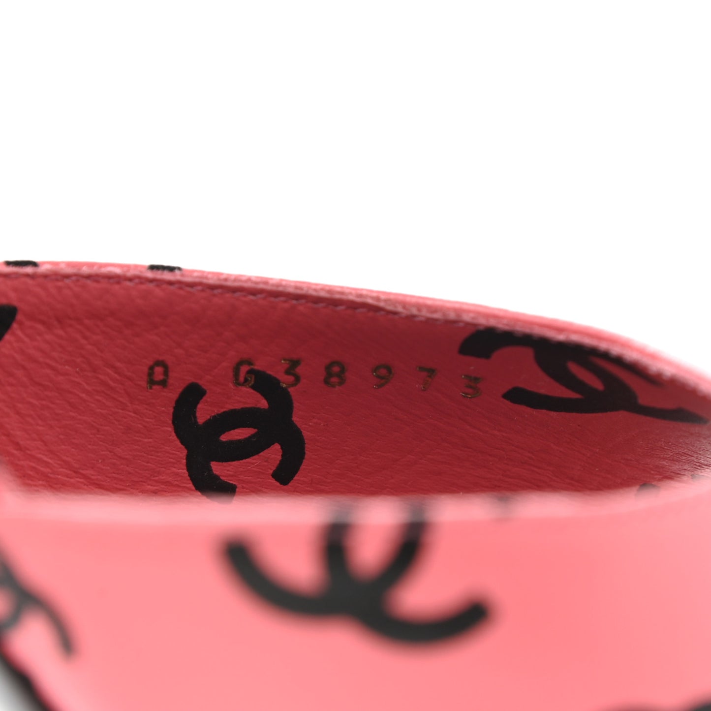 Printed Lambskin CC Sandals 38.5 Pink Black