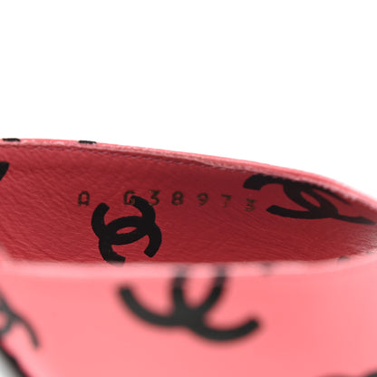 Chanel Printed Lambskin CC Sandals 38.5 Pink Black 8 of 9