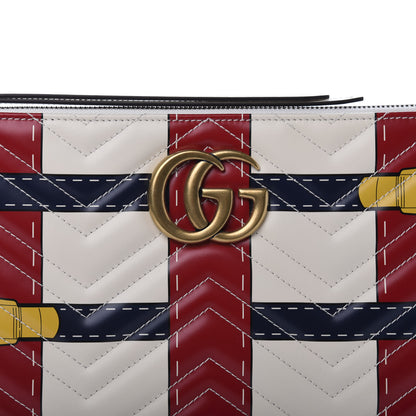 Gucci Calfskin Matelasse Trompe L'Oeil Print GG Marmont Zip Pouch White 10 of 11