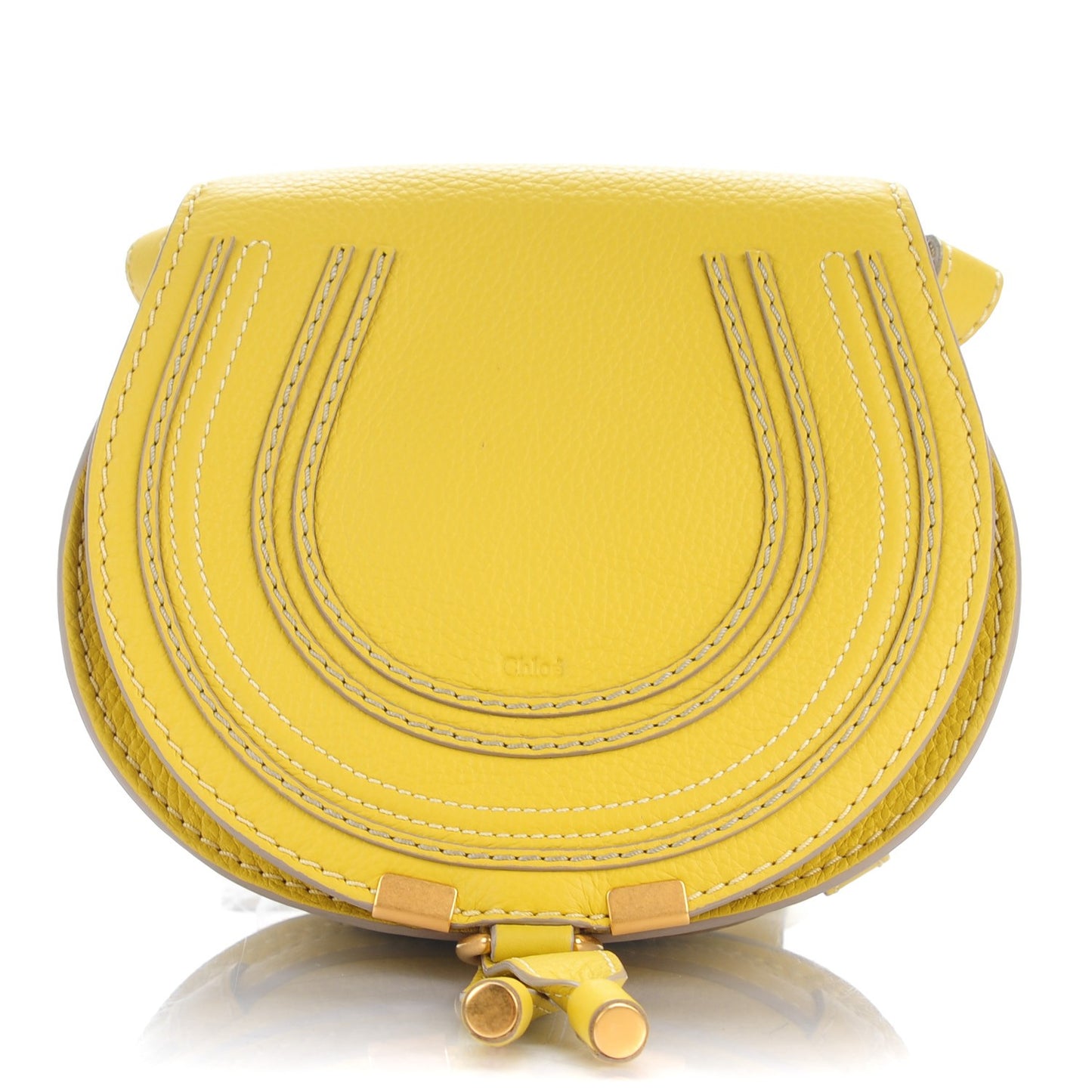 Calfskin Mini Marcie Round Crossbody Bag Neon Yellow
