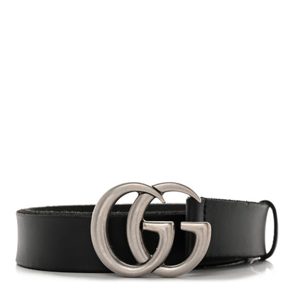 Gucci Cuoio Toscano Nickel Double G 30mm Belt 80 32 Black 1 of 5