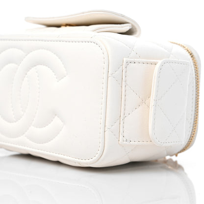 Chanel Lambskin Quilted Polly Pocket East West Top Vanity With Chain White 8 of 9