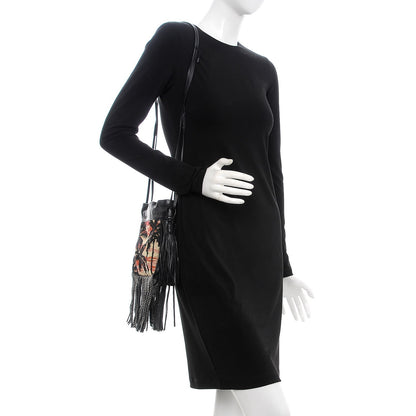 Saint Laurent Jacquard Leather Small Fringed Sunset Helena Bucket Bag 2 of 7