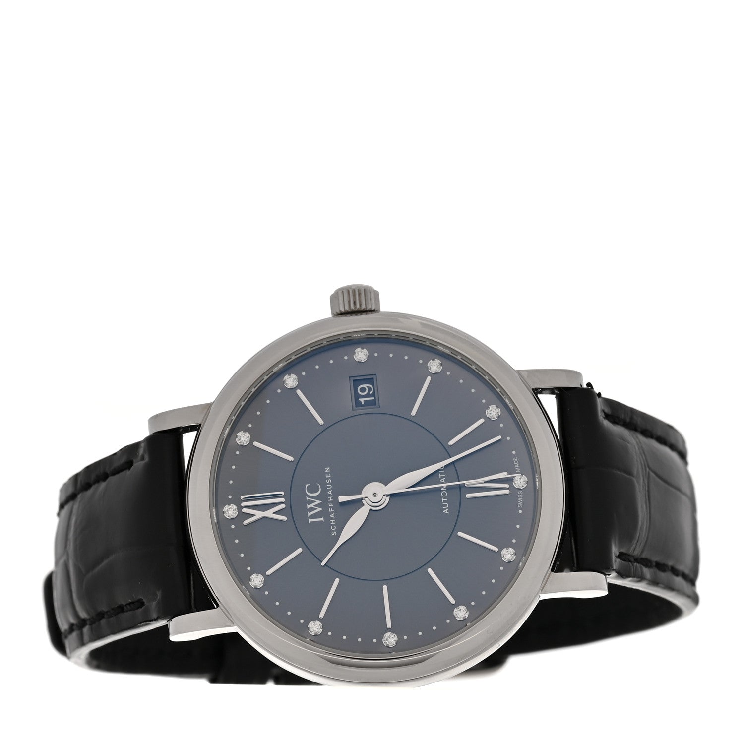 IWC Stainless Steel Alligator Diamond 37mm Portofino Automatic Watch Grey IW458104 2 of 5