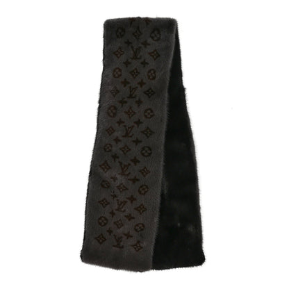 Louis Vuitton Monogram Reverse Mink Fur Scarf Stole Wrap Black 2 of 3
