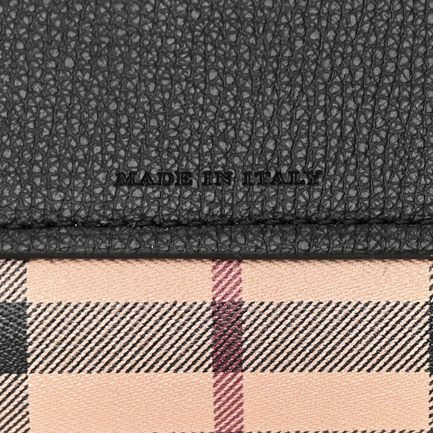Grainy Calfskin Haymarket Check Medium Reversible Tote Black