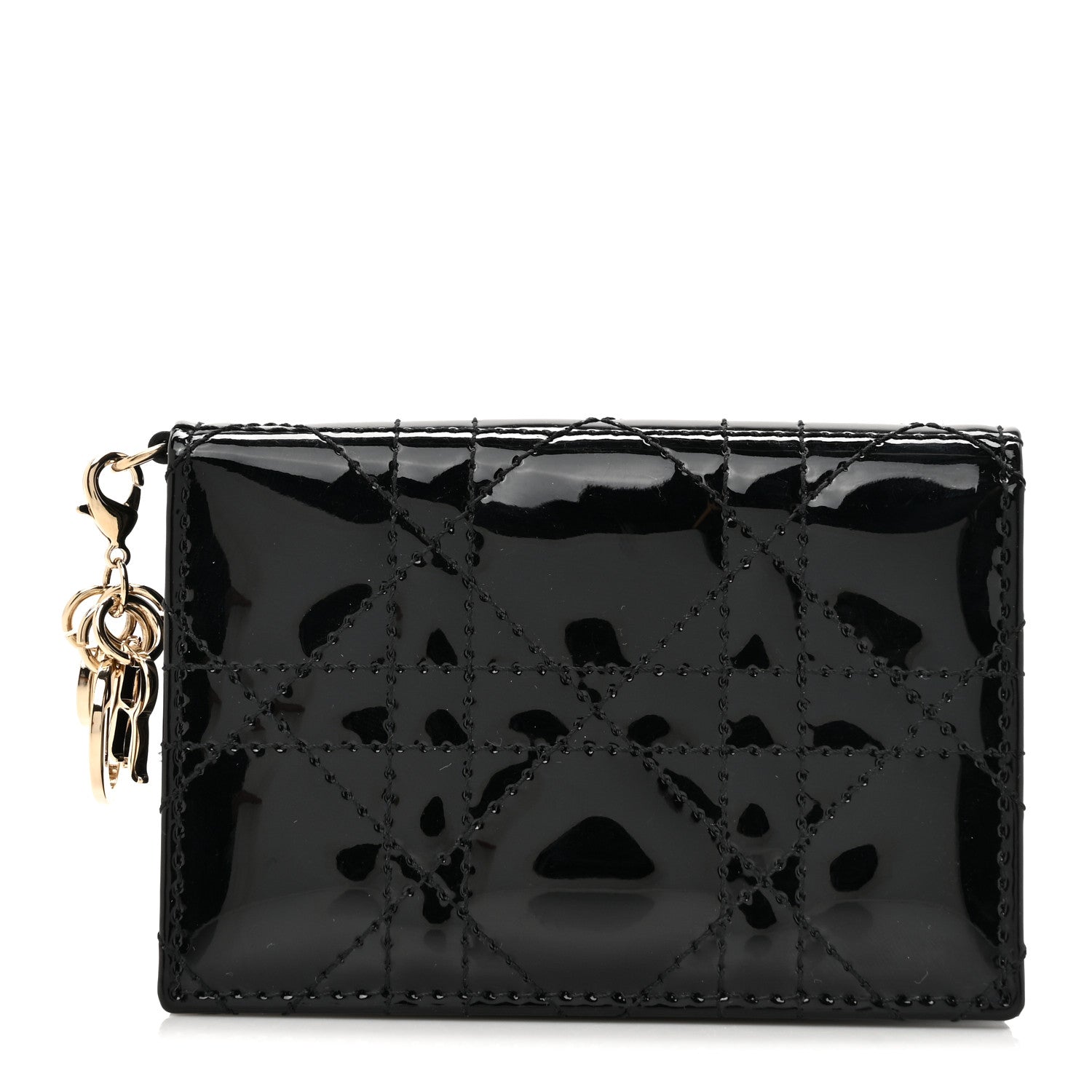 Christian Dior Patent Cannage Small Lady Dior Flap Card Holder Black 1 of 9
