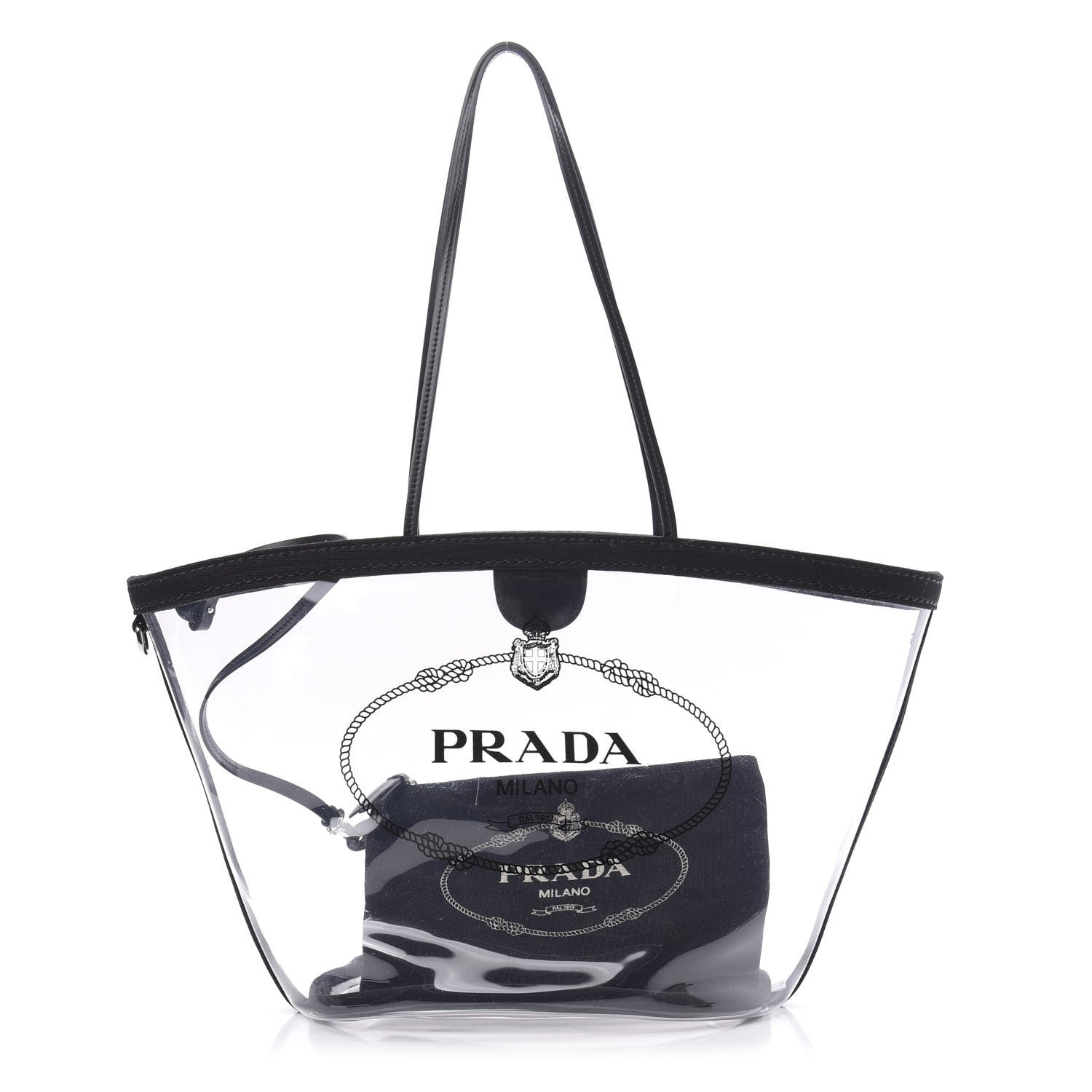 Prada Plexiglass Calfskin Small Shopper Tote Black 3 of 11