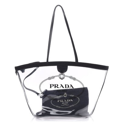 Prada Plexiglass Calfskin Small Shopper Tote Black 3 of 11