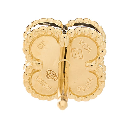 Van Cleef & Arpels 18K Yellow Gold Mother of Pearl Sweet Alhambra Earrings 4 of 5